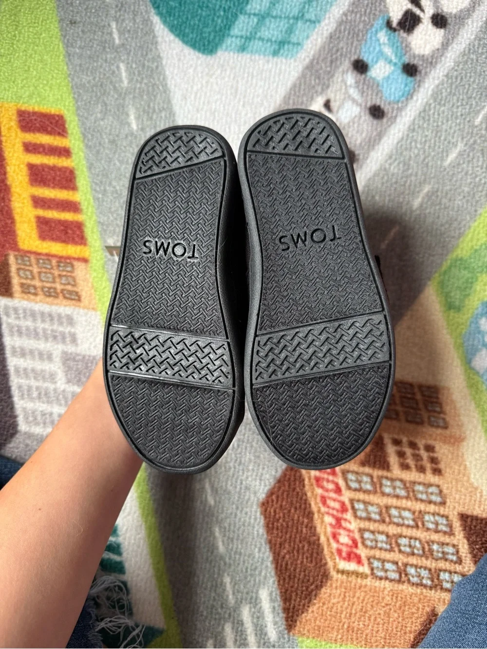 TOMS Kids Black Slip-On Moccasins